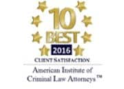 10 Best 2016 Client Satisfaction American Institute Of Criminal Law Attorneys