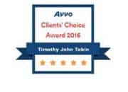 AVVO Clients' Choice Award 2016 Timothy J. Tobin